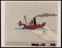 2m074 NEW ADVENTURES OF MIGHTY MOUSE & HECKLE & JECKLE 2 animation cels '80s Oil Can Harry & whale!