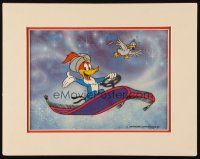 2m039 WOODY WOODPECKER matted animation cel '87 wacky image on flying carpet with turban!