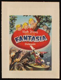 2m004 FANTASIA linen Belgian '46 Sorcerer's Apprentice Mickey Mouse, Disney cartoon classic!
