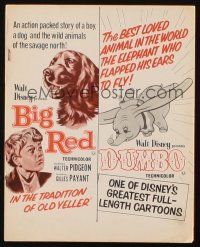 2m375 BIG RED/DUMBO English exhibitor program '62 Disney boy & dog story + best feature cartoon!