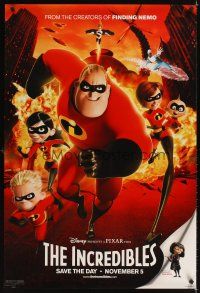 2m699 INCREDIBLES family style teaser DS 1sh '04 Disney/Pixar animated superhero family!