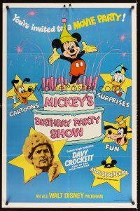 2m148 MICKEY'S BIRTHDAY PARTY SHOW 1sh '78 Davy Crockett, great art of Disney cartoon stars!