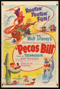2m151 PECOS BILL 1sh '54 Walt Disney's musical comedy cowboy cartoon starring Roy Rogers!