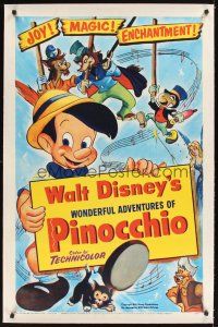 2m003 PINOCCHIO linen 1sh R54 Disney classic cartoon about a wooden boy who wants to be real!