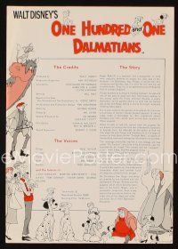 2m363 ONE HUNDRED & ONE DALMATIANS English press sheet '61 classic Walt Disney canine cartoon!