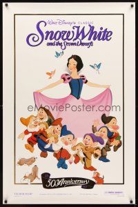 2m719 SNOW WHITE & THE SEVEN DWARFS 1sh R87 Walt Disney animated cartoon fantasy classic!