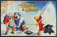 2m236 SWORD IN THE STONE 26x40 video poster R80s Disney cartoon, King Arthur & Merlin the Wizard!