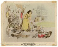 2m451 SNOW WHITE & THE SEVEN DWARFS color-glos 8x10 still '37 forest animals help her clean house!