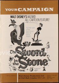 2m361 SWORD IN THE STONE English pressbook R73 Disney's young King Arthur & Merlin the Wizard!