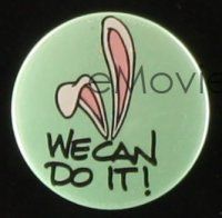 2m674 WHO FRAMED ROGER RABBIT lot of 2 film crew buttons '88 rabbit ears, We can do it, We did it!