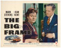 2p307 BIG FRAME LC #8 '53 English crime mystery, man with pipe questions pretty Jean Kent w/phone!
