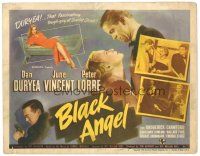 2p016 BLACK ANGEL TC '46 tough guy Dan Duryea, sexy June Vincent, Peter Lorre with gun!