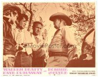 2p332 BONNIE & CLYDE LC #5 '67 Warren Beatty, Gene Hackman & Michael J. Pollard threaten sheriff!