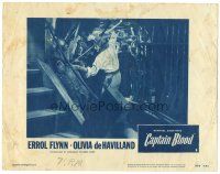 2p351 CAPTAIN BLOOD LC #3 R56 close up of Errol Flynn about to stab man with his sword!
