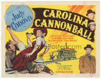 2p028 CAROLINA CANNONBALL TC '55 wacky art of hillbilly Judy Canova on train tracks, sci-fi comedy
