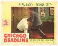 2p371 CHICAGO DEADLINE LC #5 '49 cool image of Alan Ladd beating up bad guy, film noir!