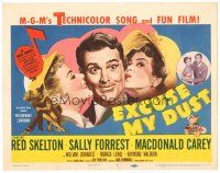 2p051 EXCUSE MY DUST TC '51 art of Red Skelton being kissed by two pretty girls!
