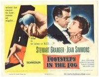 2p061 FOOTSTEPS IN THE FOG TC '55 was Stewart Granger there to kiss or kill Jean Simmons, cool art