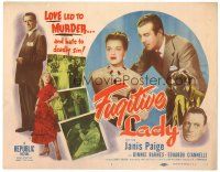 2p064 FUGITIVE LADY TC '51 Janis Paige, Eduardo Ciannelli, love led to murder & hate to deadly sin