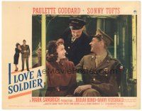2p599 I LOVE A SOLDIER LC #3 '44 Sonny Tufts in uniform sitting by smiling Paulette Goddard!
