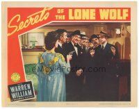 2p854 SECRETS OF THE LONE WOLF LC '41 pretty woman holds gun on laughing Warren William & men!