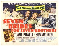 2p862 SEVEN BRIDES FOR SEVEN BROTHERS TC R60s art of Jane Powell & Howard Keel, classic MGM musical