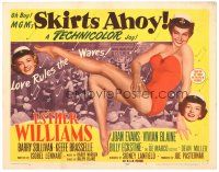 2p183 SKIRTS AHOY TC '52 sexy Esther Williams in sailor cap smiling & showing her legs!