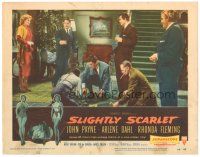 2p883 SLIGHTLY SCARLET LC #1 '56 Rhonda Fleming watches Buddy Baer & men gambling!