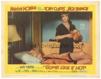 2p889 SOME LIKE IT HOT LC #6 '59 Jack Lemmon in drag watches sexy Marilyn Monroe writhing in bed!