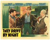 2p931 THEY DRIVE BY NIGHT LC '40 George Raft stops Humphrey Bogart from punching old guy!