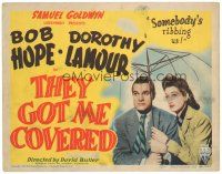 2p204 THEY GOT ME COVERED TC '43 great close up of Bob Hope & Dorothy Lamour under umbrella!