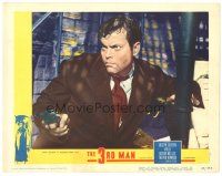 2p934 THIRD MAN LC #8 '49 best close up of Orson Welles pointing gun in sewer, classic film noir!