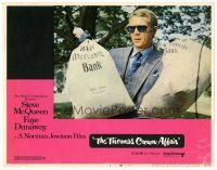 2p937 THOMAS CROWN AFFAIR LC #1 '68 best close up of Steve McQueen holding money bags!