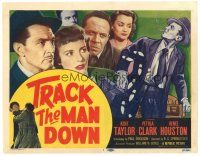 2p212 TRACK THE MAN DOWN TC '55 detective Kent Taylor, Petula Clark, cool crime artwork!