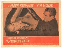 2p965 VERTIGO LC #4 '58 Alfred Hitchcock classic, c/u of James Stewart choking brunette Kim Novak!