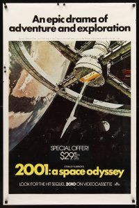 2t023 2001: A SPACE ODYSSEY 27x41 video poster R1985 Stanley Kubrick, Bob McCall art of space wheel!
