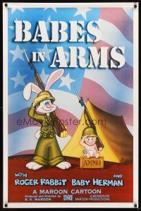 2t072 BABES IN ARMS Kilian 1sh '88 Roger Rabbit & Baby Herman in Army uniform with rifles!