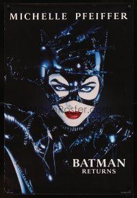 2t088 BATMAN RETURNS teaser 1sh '92 sexy Michelle Pfeiffer as Catwoman!