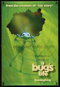 2t121 BUG'S LIFE advance DS 1sh '98 Walt Disney, Pixar CG, cute art of peeking ant!