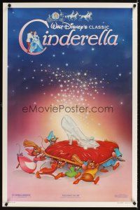 2t138 CINDERELLA 1sh R87 Walt Disney classic romantic musical cartoon, great art of slipper!