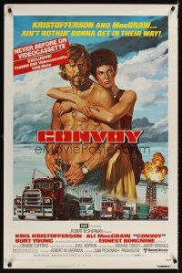 2t151 CONVOY video 1sh '78 art of barechested trucker Kris Kristofferson & sexy Ali McGraw!