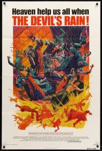 2t198 DEVIL'S RAIN 1sh '75 Ernest Borgnine, William Shatner, Anton Lavey, cool Mort Kunstler art!