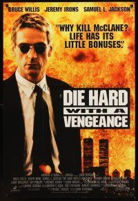 2t204 DIE HARD WITH A VENGEANCE int'l DS 1sh '95 Bruce Willis, cool image of Jeremy Irons!