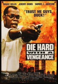 2t205 DIE HARD WITH A VENGEANCE int'l DS 1sh '95 Bruce Willis, cool image of Samuel L. Jackson!