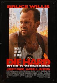 2t206 DIE HARD WITH A VENGEANCE style B 1sh '95 cool close-up of beaten cop Bruce Willis!