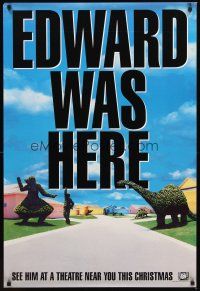 2t223 EDWARD SCISSORHANDS teaser DS 1sh '90 Tim Burton classic, great image of shrubbery!