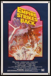 2t227 EMPIRE STRIKES BACK 1sh R82 George Lucas sci-fi classic, cool artwork by Tom Jung!