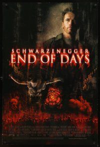 2t232 END OF DAYS DS 1sh '99 grizzled Arnold Schwarzenegger, cool creepy horror images!