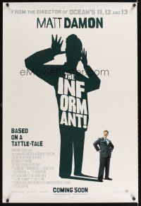 2t356 INFORMANT advance DS English 1sh '09 wacky full-length image of Matt Damon w/shadow!