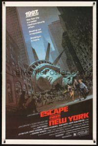 2t238 ESCAPE FROM NEW YORK 1sh '81 John Carpenter, art of decapitated Lady Liberty by Barry E. Jackson!